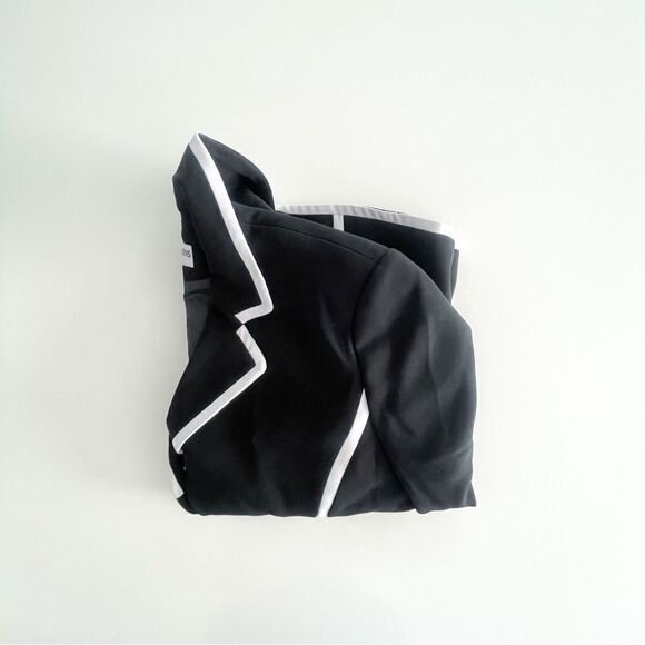 A & K Designs Cropped Blazer Jacket Women's 6P Black White Trim Notched Lapels - Picture 10 of 10